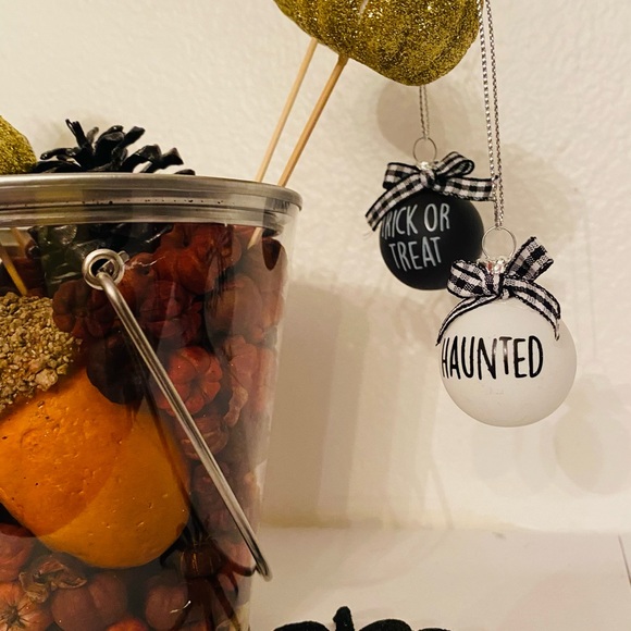 Halloween table decor with ornaments and pumpkin spice scented putka pods - Picture 4 of 16